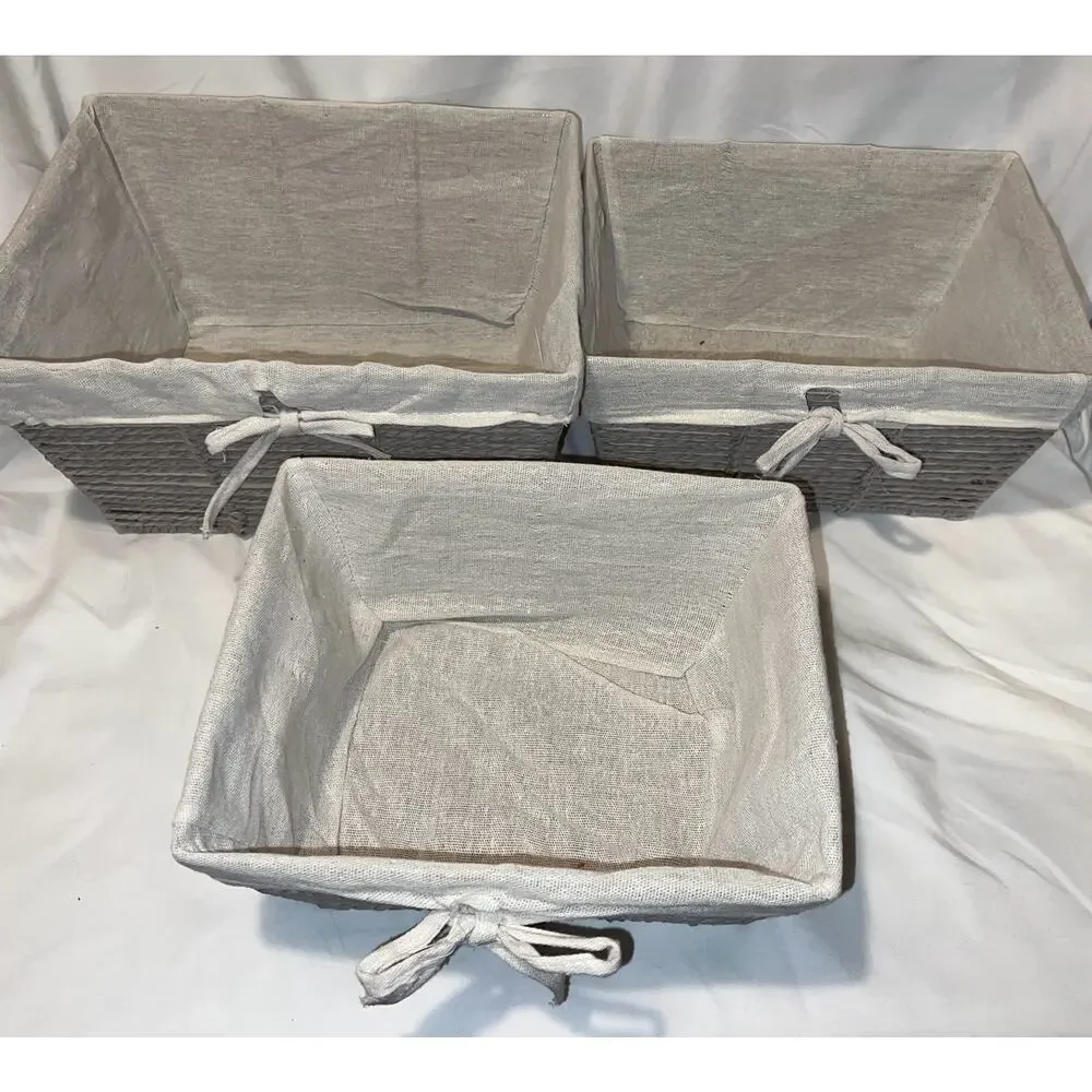 3 Piece Woven Baskets with Liners